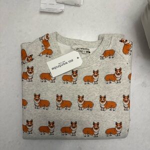 Brand New!! Zara Light Gray Sweater with Corgi Pattern